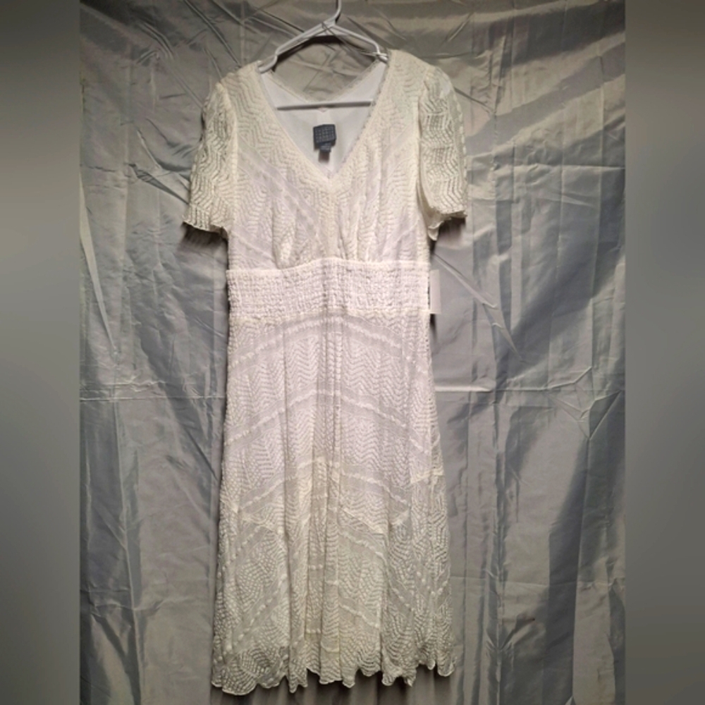 Rabbit Rabbit Rabbit Ivory Lace Knee Length To Midi Dress